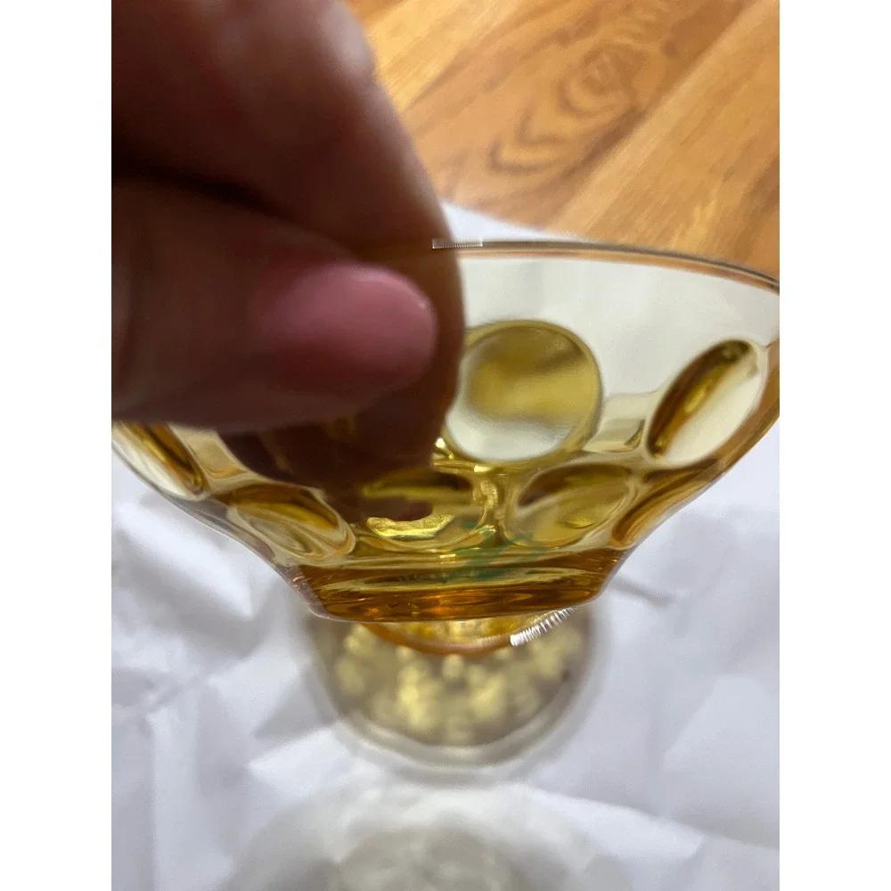 Set of 4 Vintage Hazel Atlas Capri Dot Amber Glass Bowl Dip Bowls